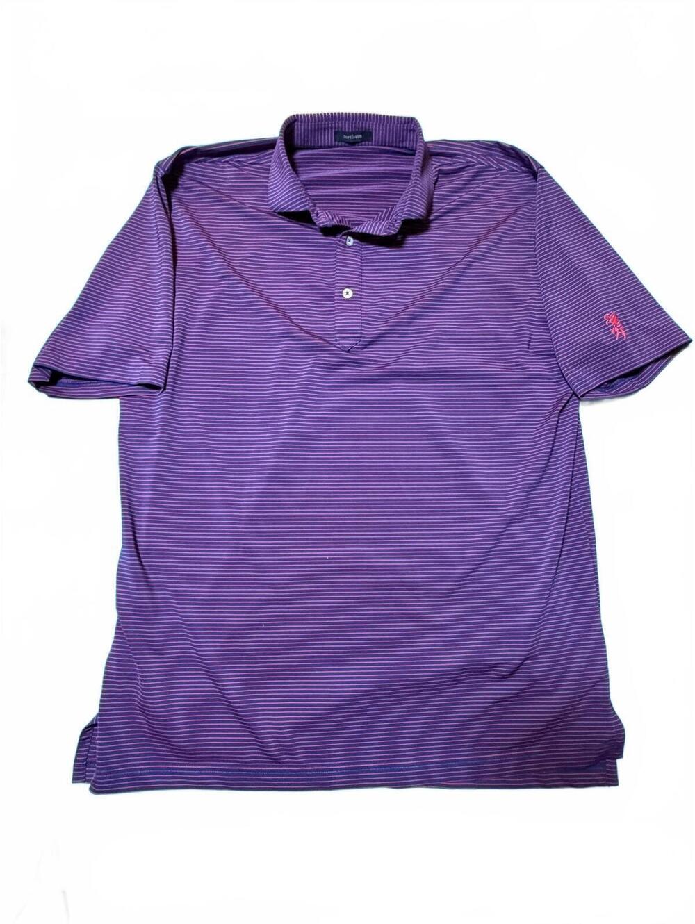 Turtleson Men's Navy and Red Striped Polo Shirt Size Large